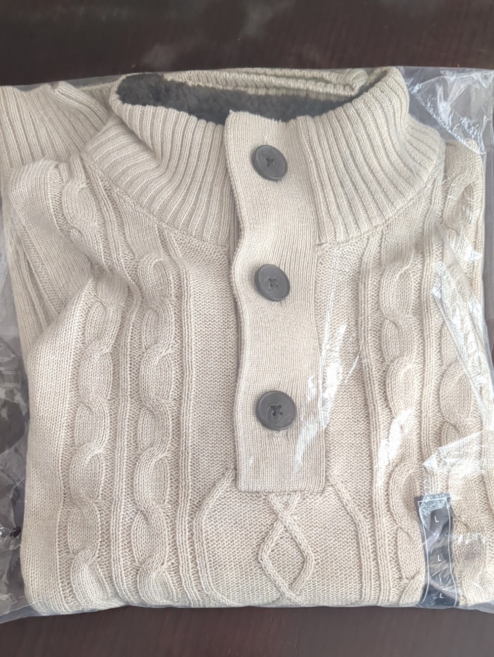 Tricots st Raphael Men's Oatmeal Heather Cable Knit Sweater Sz L